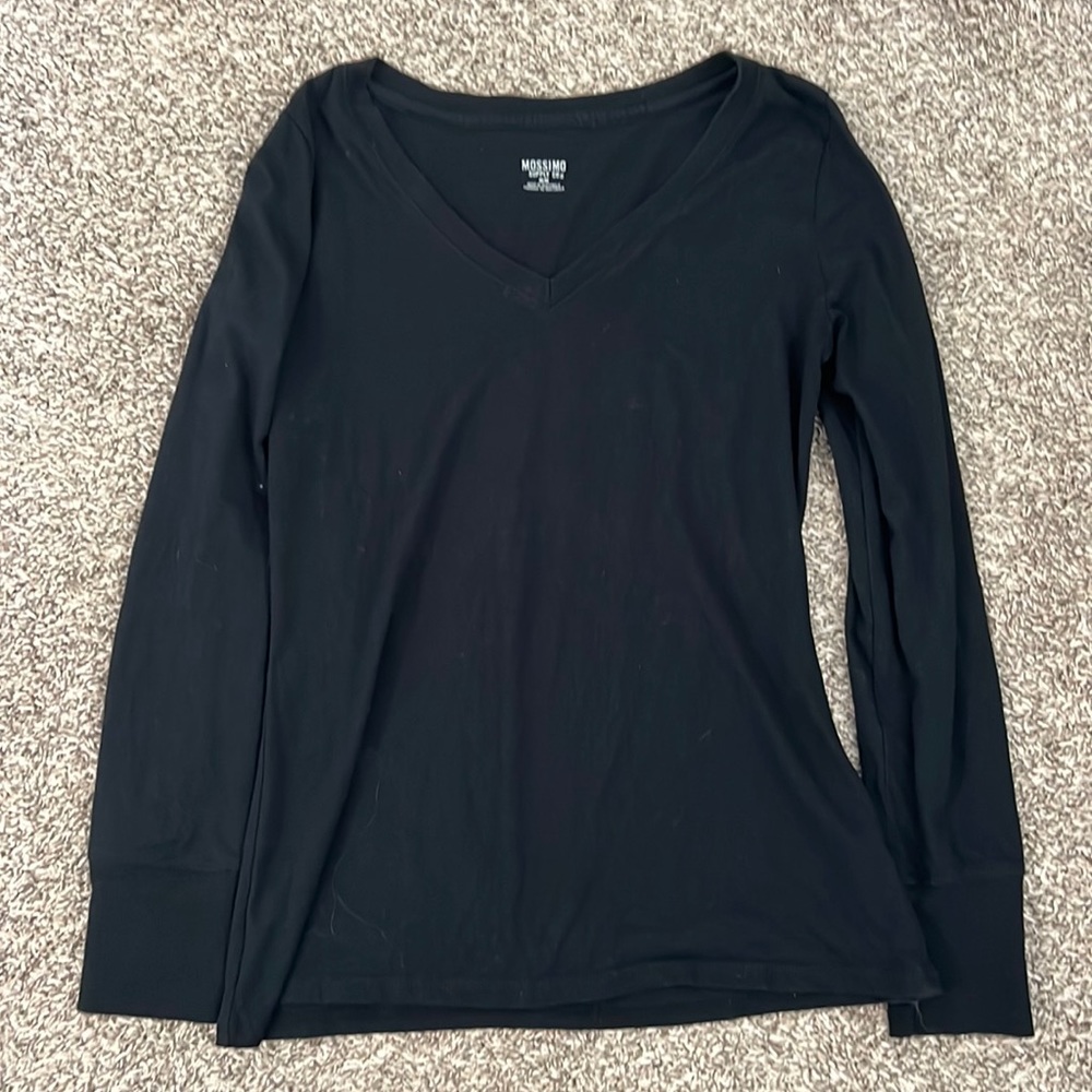 Black Long Sleeve V Neck